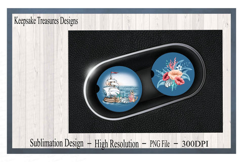 Nautical Car Coaster Template, PNG Sublimation Design, Digital Download, Keepsake Treasures Designs Sublimation Keepsake Treasures Designs LLC. 