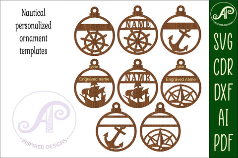 Nautical Christmas Ornaments 4 designs SVG laser cut files SVG APInspireddesigns 