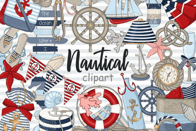 Nautical Clipart | Sailor Illustration Set Sketch DESIGN GlamArtZhanna 
