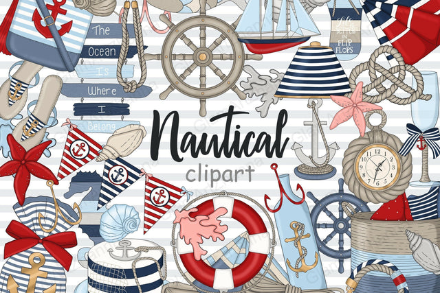 Nautical Clipart | Sailor Illustration Set Sketch DESIGN GlamArtZhanna 