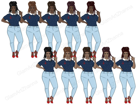 Nautical Clipart | Travel Girl Illustration Set Sketch DESIGN GlamArtZhanna 