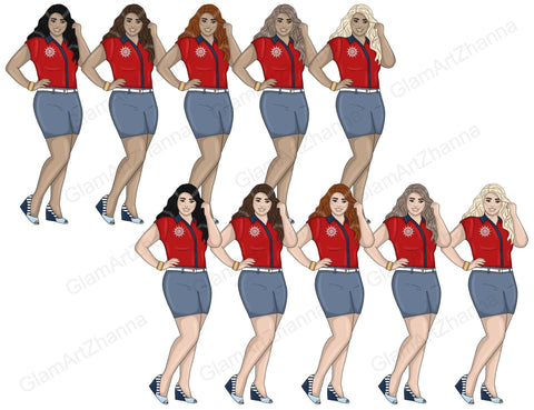 Nautical Clipart | Travel Girl Illustration Set Sketch DESIGN GlamArtZhanna 