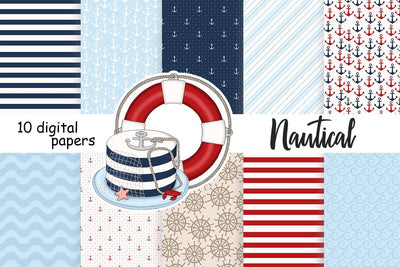 Nautical Digital Paper | Anchor Pattern Digital Pattern GlamArtZhanna 