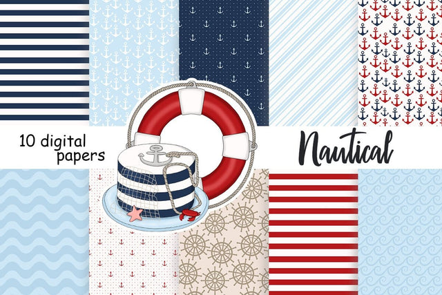 Nautical Digital Paper | Anchor Pattern Digital Pattern GlamArtZhanna 