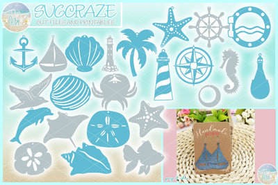 Nautical Faux Leather Wood Acrylic Earring Pendant Templates SVG Bundle SVG Harbor Grace Designs