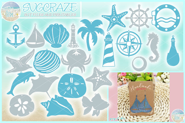 Nautical Faux Leather Wood Acrylic Earring Pendant Templates SVG Bundle SVG Harbor Grace Designs