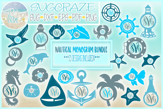 Nautical Monogram Bundle SVG Dxf Eps Png PDF SVG SVGcraze 