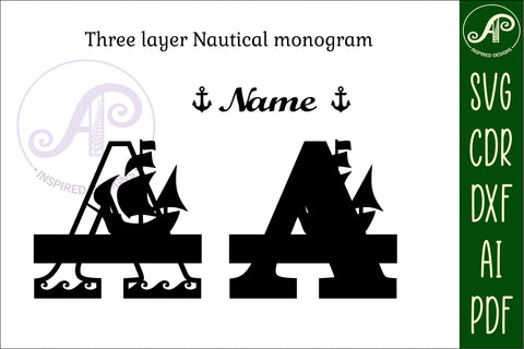 Nautical Monogram Letter A SVG Cut File Graphic SVG APInspireddesigns 