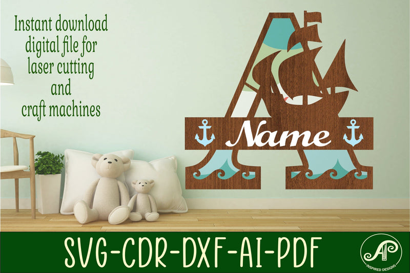 Nautical Monogram Letter A SVG Cut File Graphic SVG APInspireddesigns 