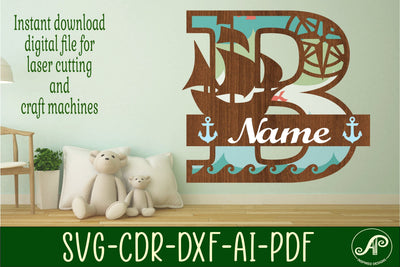 Nautical Monogram Letter B SVG Cut File Graphic SVG APInspireddesigns 