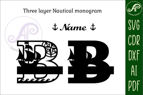 Nautical Monogram Letter B SVG Cut File Graphic SVG APInspireddesigns 