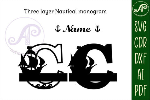 Nautical Monogram Letter C SVG Cut File Graphic SVG APInspireddesigns 