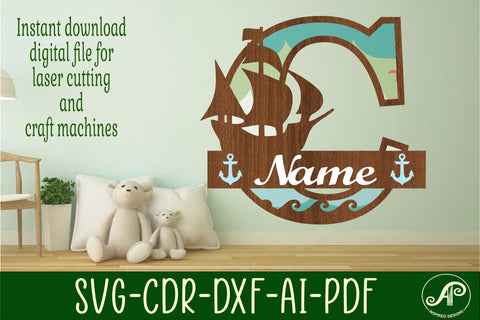 Nautical Monogram Letter C SVG Cut File Graphic SVG APInspireddesigns 