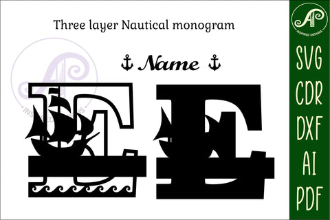 Nautical Monogram Letter E SVG Cut File Graphic SVG APInspireddesigns 