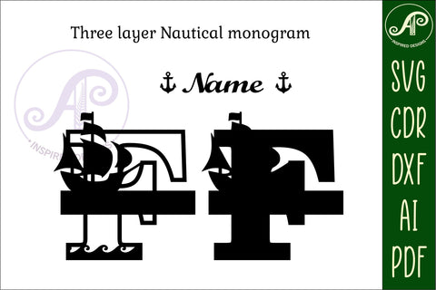 Nautical Monogram Letter F SVG Cut File Graphic SVG APInspireddesigns 