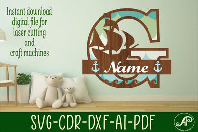Nautical Monogram Letter G SVG Cut File Graphic SVG APInspireddesigns 