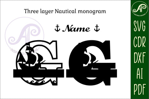 Nautical Monogram Letter G SVG Cut File Graphic SVG APInspireddesigns 