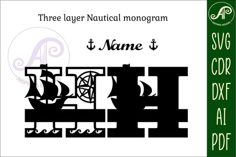 Nautical Monogram Letter H SVG Cut File Graphic SVG APInspireddesigns 