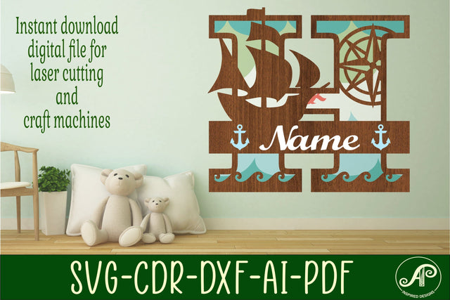 Nautical Monogram Letter H SVG Cut File Graphic SVG APInspireddesigns 