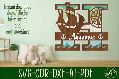 Nautical Monogram Letter H SVG Cut File Graphic SVG APInspireddesigns 