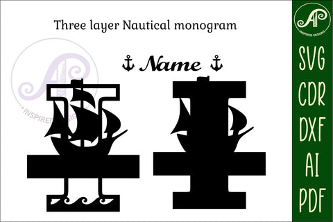 Nautical Monogram Letter I SVG Cut File Graphic SVG APInspireddesigns 