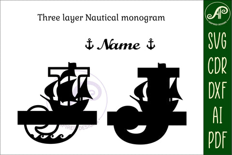 Nautical Monogram Letter J SVG Cut File Graphic SVG APInspireddesigns 