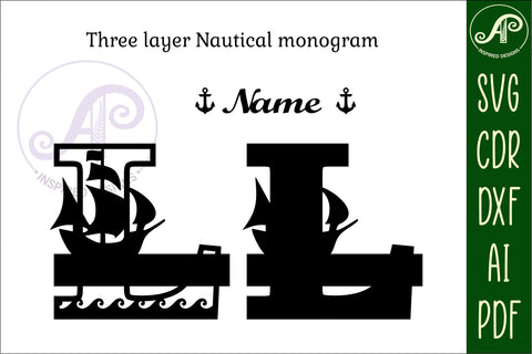 Nautical Monogram Letter L SVG Cut File Graphic SVG APInspireddesigns 