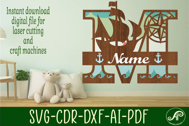 Nautical Monogram Letter M SVG Cut File Graphic SVG APInspireddesigns 