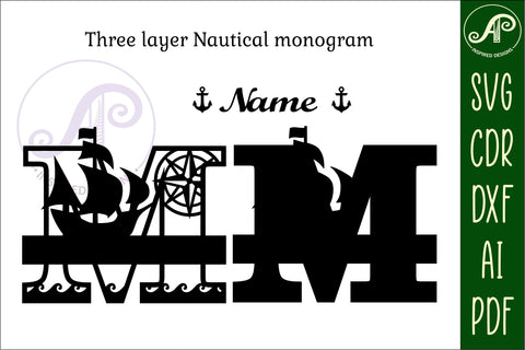 Nautical Monogram Letter M SVG Cut File Graphic SVG APInspireddesigns 
