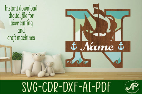 Nautical Monogram Letter N SVG Cut File Graphic SVG APInspireddesigns 