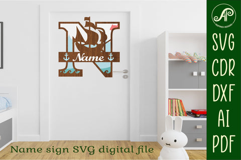 Nautical Monogram Letter N SVG Cut File Graphic SVG APInspireddesigns 