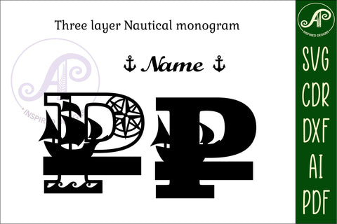 Nautical Monogram Letter P SVG Cut File Graphic SVG APInspireddesigns 