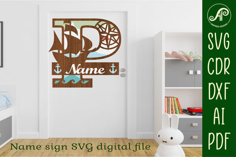 Nautical Monogram Letter P SVG Cut File Graphic SVG APInspireddesigns 