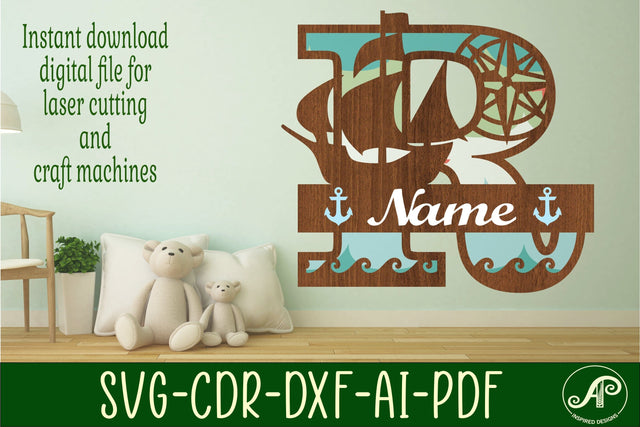 Nautical Monogram Letter R SVG Cut File Graphic SVG APInspireddesigns 