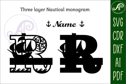 Nautical Monogram Letter R SVG Cut File Graphic SVG APInspireddesigns 