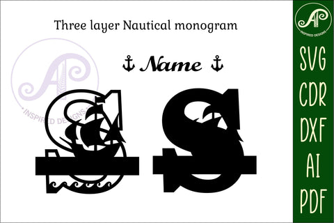 Nautical Monogram Letter S SVG Cut File Graphic SVG APInspireddesigns 