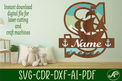 Nautical Monogram Letter S SVG Cut File Graphic SVG APInspireddesigns 