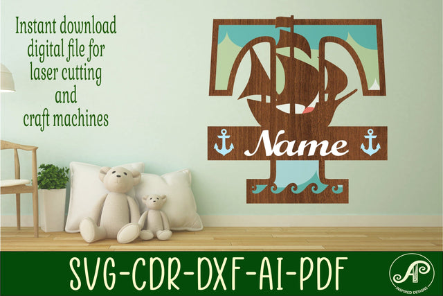 Nautical Monogram Letter T SVG Cut File Graphic SVG APInspireddesigns 