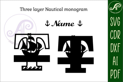 Nautical Monogram Letter T SVG Cut File Graphic SVG APInspireddesigns 