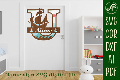 Nautical Monogram Letter U SVG Cut File Graphic SVG APInspireddesigns 