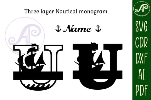 Nautical Monogram Letter U SVG Cut File Graphic SVG APInspireddesigns 