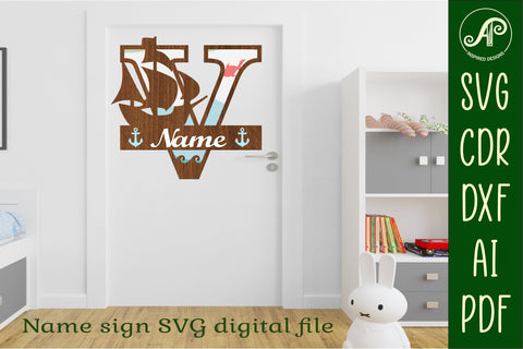 Nautical Monogram Letter V SVG Cut File Graphic SVG APInspireddesigns 