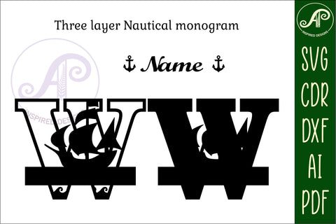 Nautical Monogram Letter W SVG Cut File Graphic SVG APInspireddesigns 
