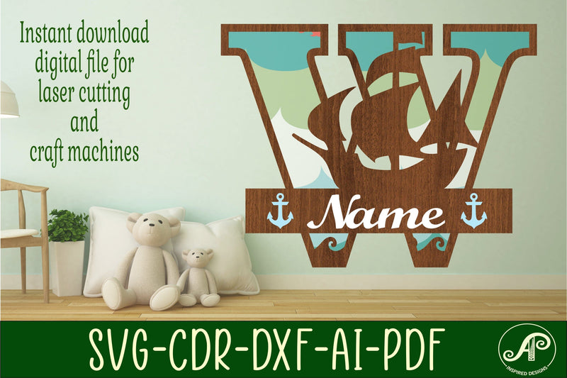 Nautical Monogram Letter W SVG Cut File Graphic SVG APInspireddesigns 