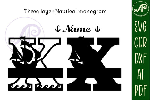 Nautical Monogram Letter X SVG Cut File Graphic SVG APInspireddesigns 