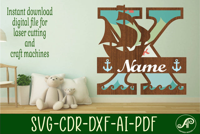 Nautical Monogram Letter X SVG Cut File Graphic SVG APInspireddesigns 