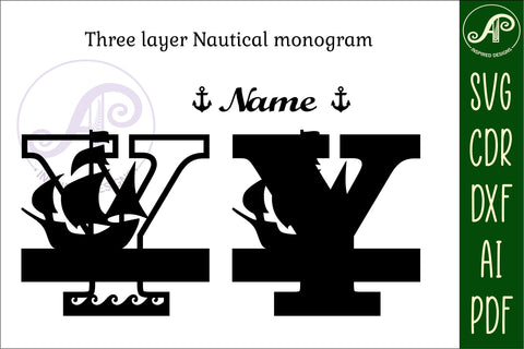 Nautical Monogram Letter Y SVG Cut File Graphic SVG APInspireddesigns 