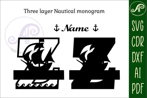 Nautical Monogram Letter Z SVG Cut File Graphic SVG APInspireddesigns 