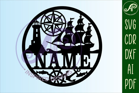 Nautical name sign svg laser cut template SVG APInspireddesigns 