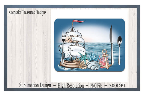 Nautical, Placemat Template, Drying Mat Template, Sublimation Design, PNG Printable, Digital Download, Keepsake Treasures Designs Sublimation Keepsake Treasures Designs LLC. 